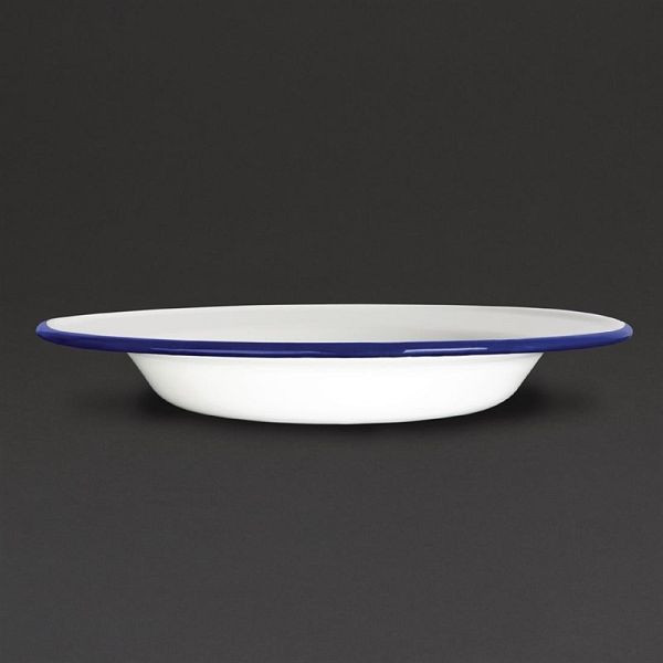 Olympia geëmailleerde soepborden wit-blauw 24,5cm, VE: 6 stuks, GM513