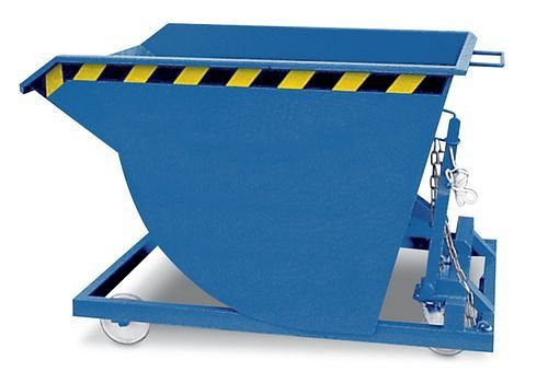 DENIOS zijwaartse kiepbak van staal, 1000 liter inhoud, blauw, 145-030