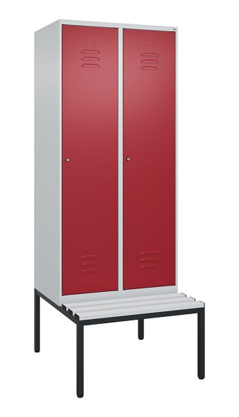 C+P luierkluis Classic PLUS met middenwand, 2 vakken, 2120x800x815mm, 7035/3003, cilindersloten, 0800507-22F S10016