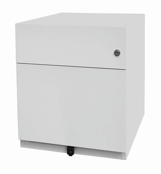Bisley rolcontainer Note™ met handgreep, 1 universele lade, 1 HR lade 565 mm diep, lichtgrijs, NWH79M7BF645