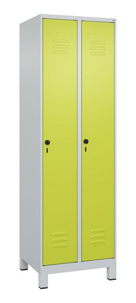 C+P Mehrzweckschrank Classic PLUS, Füße, 2 Abteile, 1950x600x500mm, 7035/0024, Drehriegel, Türen rechts angeschlagen, 080010-20B S10010