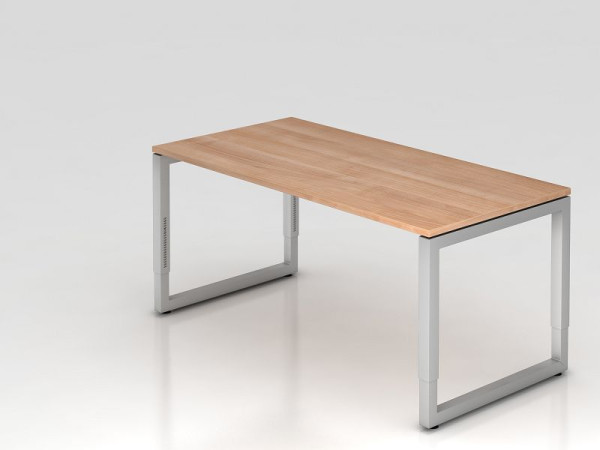 Hammerbacher bureau O-voet vierkant 160x80cm walnoot, rechthoekige vorm met zwevend tafelblad, VRS16/N/S