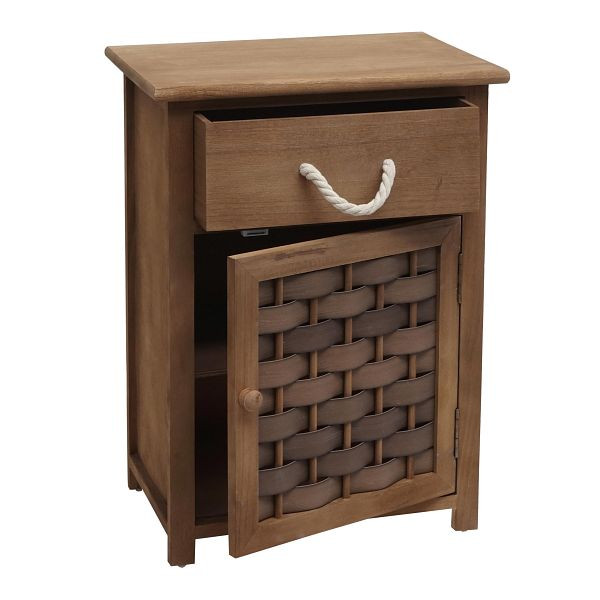 Mendler ladekast HWC-K83, kast ladekast, hout 55x39,5x28,5cm, donkerbruin, donkerbruin polyrattan, 97637