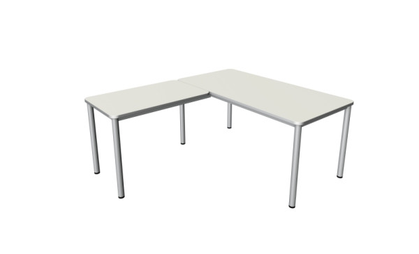 Kerkmann Prime hoekwerkstation, bureau B 1600 x D 800 x H 750 mm, aanschuiftafel 1000 x 600 x 750 mm, wit, 11043010
