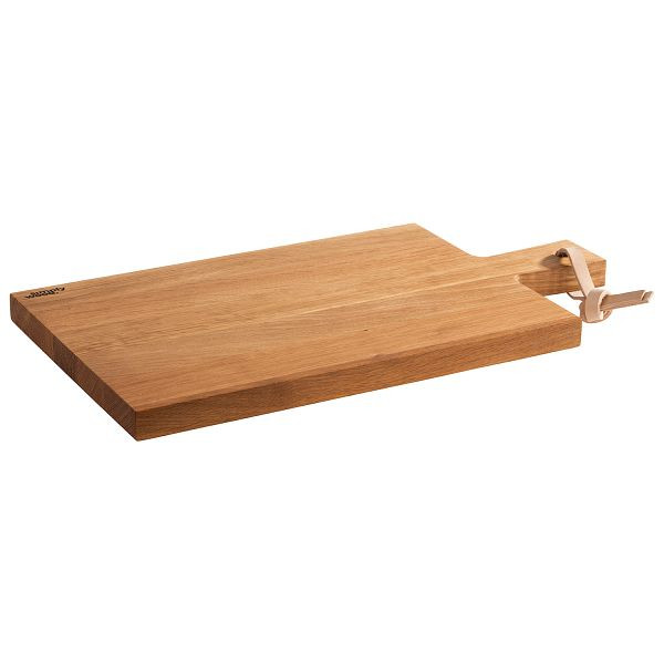 APS serveerplank -SIMPLY WOOD-, 40 x 22 x 2 cm, geolied eikenhout, serveeroppervlak: 32 x 22 cm, lengte handvat: 8 cm, totale lengte: 40 cm, leren band, 00752