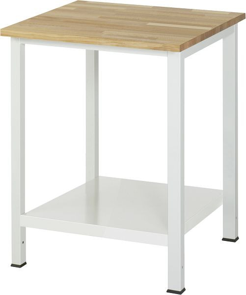 RAU werktafel serie 900, B750 x D800 x H825 mm, massief beukenhouten blad, dikte 25 mm, met plank onder, diepte 650 mm, 03-900-6-B25-07.12