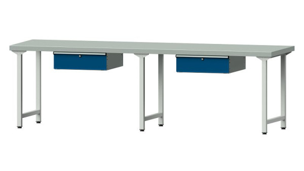 ANKE werkbanken werktafel, model 193, 2800 x 800 x 850 mm, RAL 7035/5010, ZBP 50 mm, 401.478