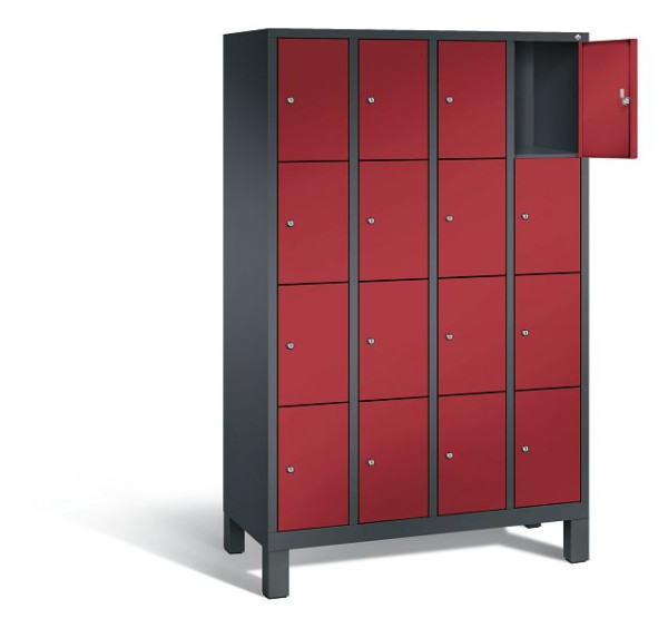 C+P lockerkast Evolo, H1850xW1190xD500mm, kleur: zwart-grijs/robijnrood, 48010-404 S10059