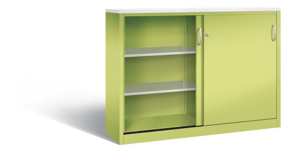 C+P dressoir met schuifdeuren Acurado, H1200xB1600xD400mm, kleur: Viridin groen / Viridin groen, beugelgreep, 3 niveaus, 2147-1200 S10297