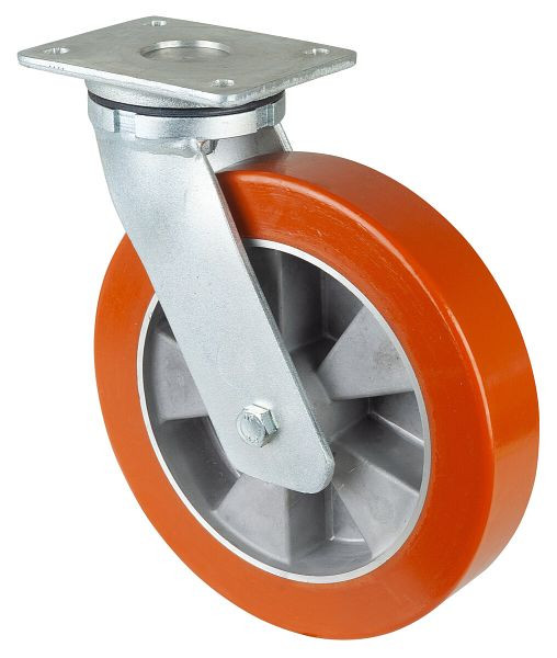 BS Rollen Zwaarlastwiel, breedte 50 mm, Ø250 mm, tot 1000 kg, loopvlak polyurethaan gegoten 95 Shore A, wiellichaam aluminium, kogellagers, RR100.B90.250