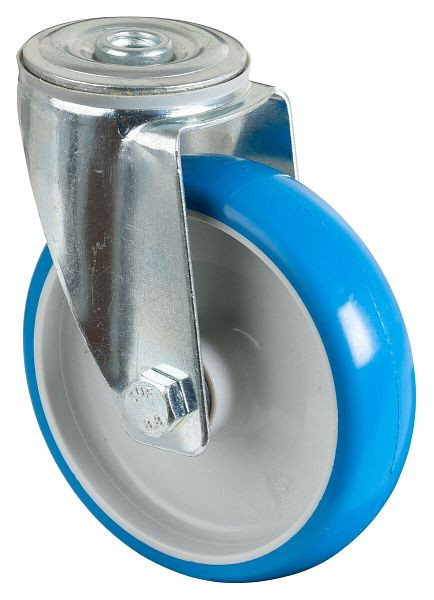 BS rollen transportrol, breedte 32 mm, Ø125 mm, tot 150 kg, loopvlak polyurethaan blauw, wiellichaam kunststof, rollager, L101.B36.125
