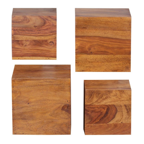 Wohnling set van 4 wandplanken MUMBAI massief hout sheesham landhuisstijl, 25 cm en 20 cm echt hout, WL1.531
