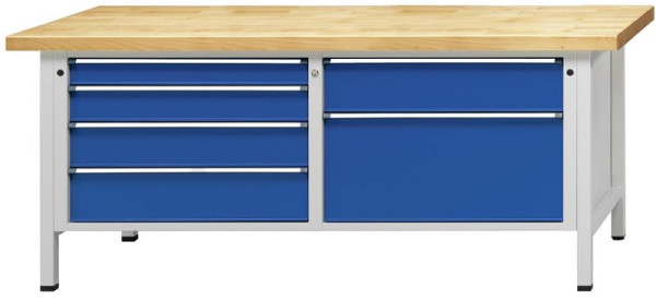 ANKE kastwerkbank 2000x800mm; Laden 750x600mm; Links 4 laden 90, 120, 150, 180 mm Rechts 2 laden 180, 360 mm