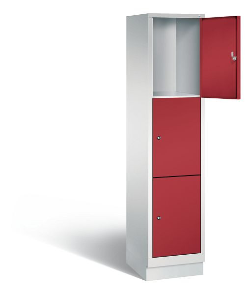C+P lockerkast Evolo, H1800xB420xD500mm, kleur: lichtgrijs/robijnrood, 48020-123 S10072