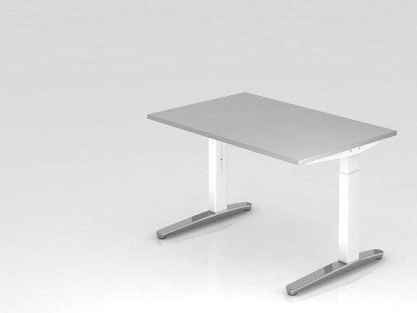 Hammerbacher bureau C-poot 120x80cm grijs/wit, gepolijst, rechthoekige vorm, VXB12/5/WC