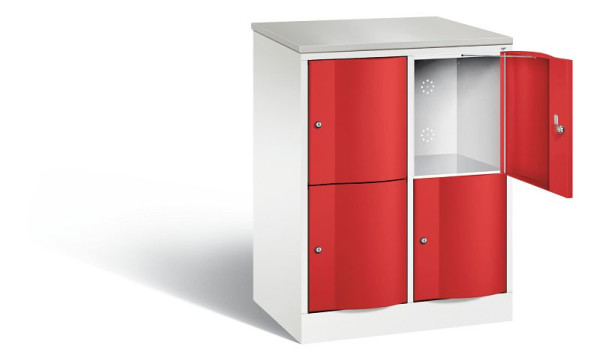 C+P lockerkast Resisto, H1077xB772xD540mm, kleur: verkeerswit / vuurrood, 8472-272 S10115