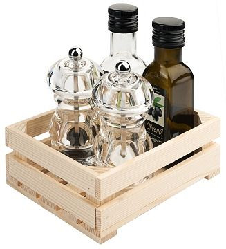 Contacto Menage: houten kistje met zout/peper molen en, 2741/004