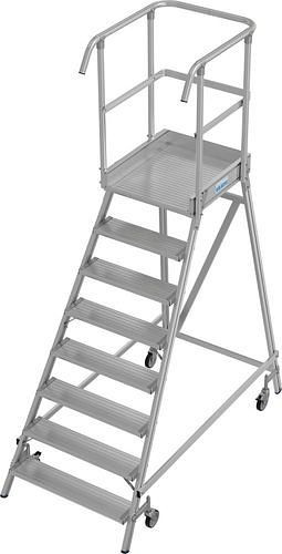 Krause platformladder van aluminium, verrijdbaar, 8 treden, eenzijdig beklimbaar, conform EN 131-7, 312169