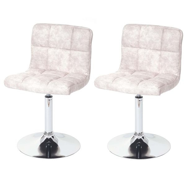 Mendler set van 2 eetkamerstoelen Kavala, bureaustoel, suède imitatie chroom, vintage lichtgrijs, 59770