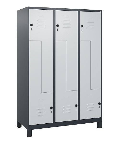 C+P Z-Spind Classic PLUS, Füße, 6 Abteile, 1800x1200x500mm, 7016/7035, Drehriegel, 0800137-326 S10013