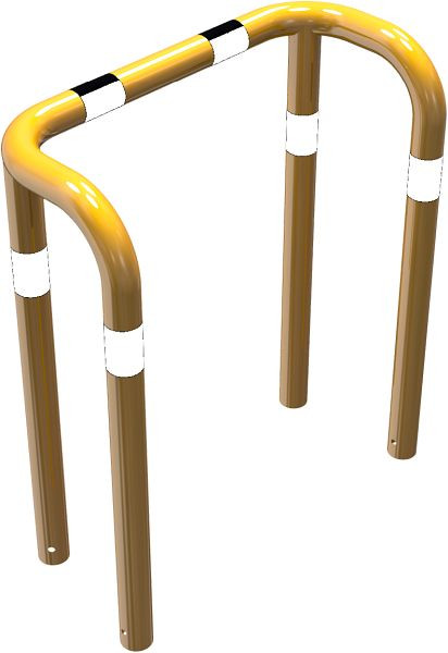 Schake-stootbeschermingsbalk dubbele stang stalen buis Ø 76 mm geel/zwart, totale breedte: 1000 mm, hoogte boven de grond: 650 mm, voor inzetting in beton, 477_70BG