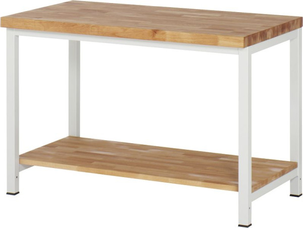 RAU werkbank serie 8000 - frameconstructie (gelast frame), massief beukenhouten plank, 1250x840x700 mm, 03-8000-7-127B4S.12