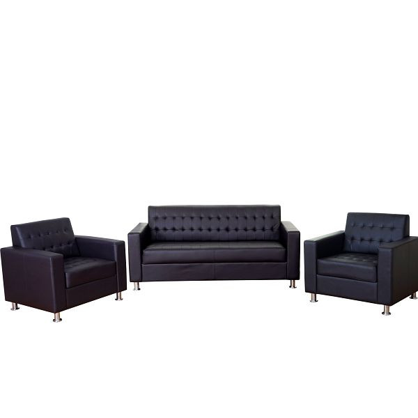 Mendler 3-1-1 bankstel Kunda, bank loungebank imitatieleer, metalen poten, coffee, 55140