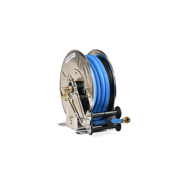 Ebinger slanghaspel OSM 210, max. 17bar / 50°C, 15m - 10mm ID PVC persluchtslang, RVS, 1.214.103