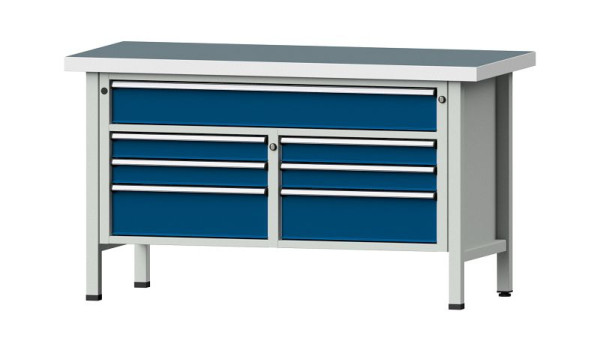 ANKE werkbanken kistwerkbank, model 258 V, 1500 x 700 x 850 mm, RAL 7035/5010, UBP 50 mm, 304.138