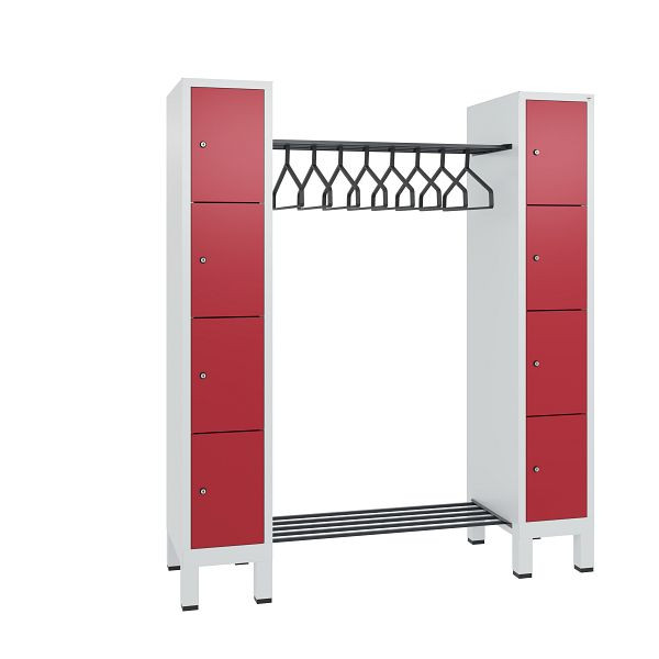C+P Garderobe Evolo, 8 Fächer, H1850xB1591xT500 mm, Lichtgrau/Rubinrot, 48408-00 S10014
