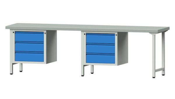 ANKE werkbanken combinatie werkbank, model 736 E, 2800 x 700 x 850 mm, RAL 7035/5012, ZBP 50 mm, 511.015