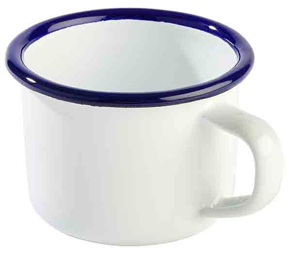 APS mok met handvat -ENAMELWARE-, Ø 7 cm, hoogte: 5 cm, 0,1 liter, geëmailleerd plaatstaal, binnenkant: wit, buitenkant: wit, 40636