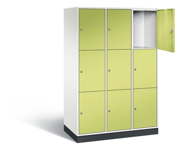 C+P XL lockerkast Intro, H1950xW1220xD590mm, kleur: verkeerswit / virid green, 8370-303 S10105