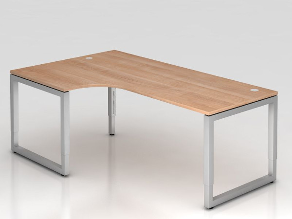 Hammerbacher hoektafel O-voet vierkant 200x120cm 90° walnoot, hoekvorm 90°, links of rechts monteerbaar, VRS82/N/S