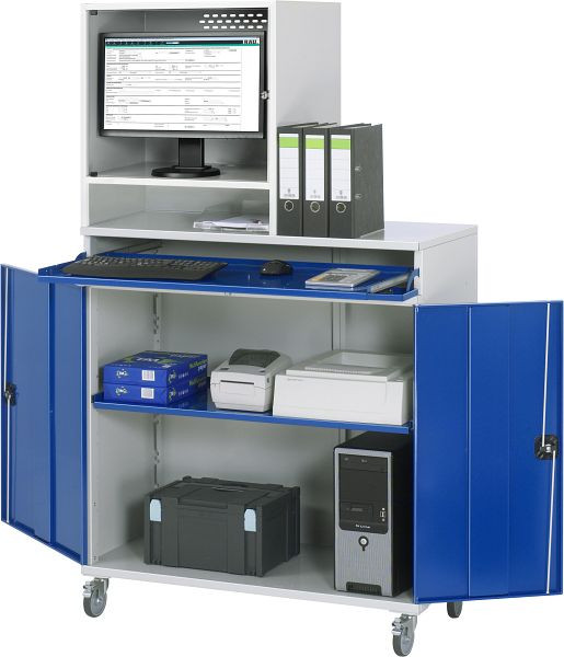 RAU computerkast - model 65, B1100 x D520 x H1895 mm, monitorbehuizing B650 x D520 x H710 mm, 07-1100-M65-MG5F.11