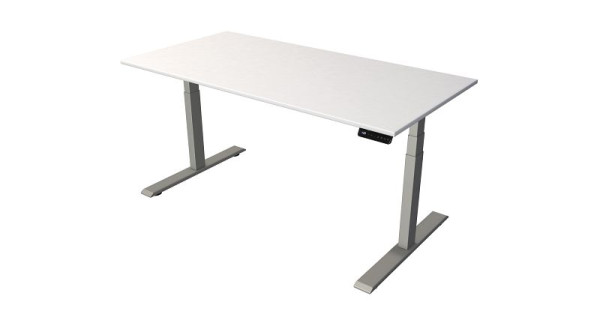 Kerkmann sta-/zittafel B 1600 x D 800 mm, zilver, elektrisch in hoogte verstelbaar van 630 - 1270 mm, wit/zilver, 10276210