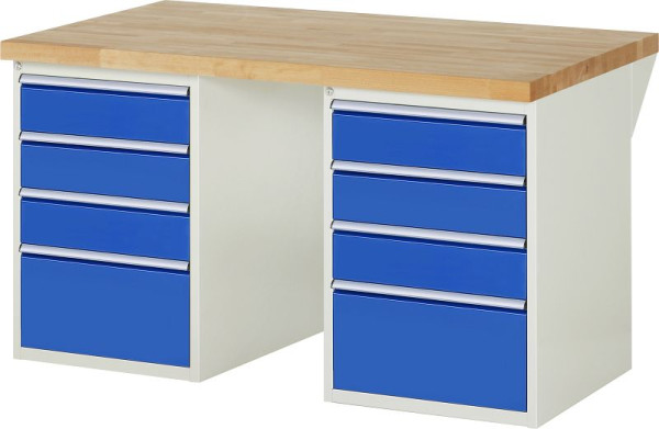 RAU werkbank serie 7000 - modulair ontwerp, 8 x laden, 1500x840x900 mm, 03-7510A3-159B4S.11