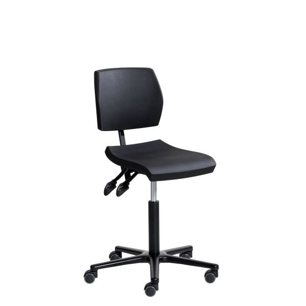 SOFAME werkstoel ERGOSLIM met wielen, zithoogte 49-69 cm, met zitdiepteverstelling, aluminium onderstel, W050100019