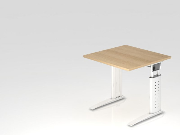 Hammerbacher bureau C-poot 80x80cm eiken/wit, werkhoogte 68-86 cm verstelbaar, VUS08/E/W