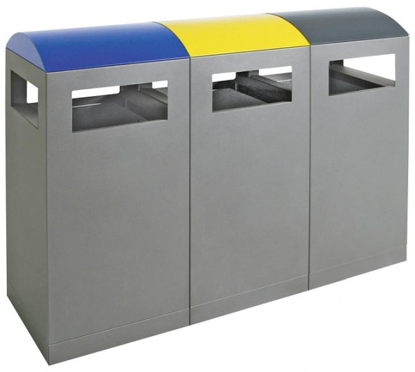 Stumpf afvalscheiding A³ triple station, antracietgrijs / 5010, 1003, 7016, verzinkte binnenemmer, 3x90 liter, 650-090-3-2-000