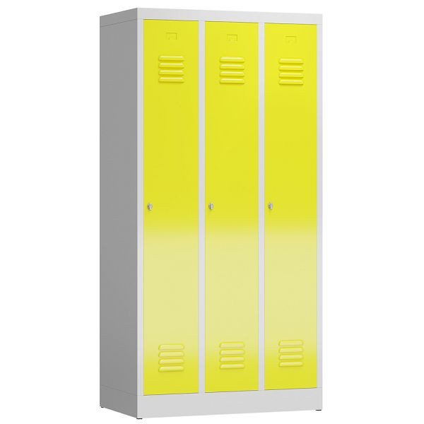 Lüllmann ClassiX kledingkast, 3 vakken, 1800 x 870 x 500 mm, lichtgrijs/zinkgeel, X-510136