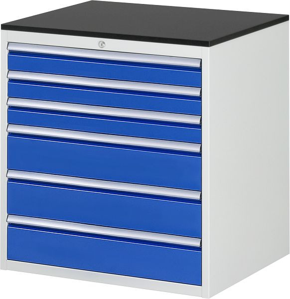 RAU ladekast serie 7000, B770xD650xH820mm, laden: 3xH90, 3xH150mm, werkblad melaminehars gecoat, 03-XL5.9A-M.11