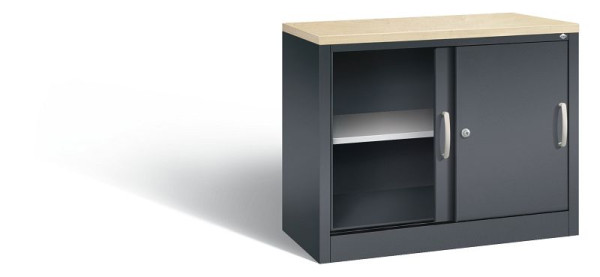 C+P dressoir met schuifdeuren Acurado, H720xB1000xD400mm, kleur: zwartgrijs, beugelgreep, 2 niveaus, 5725-00 S10103