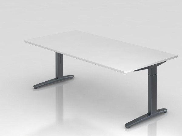 Hammerbacher bureau C-poot 200x100cm wit/grafiet, rechthoekige vorm, VXB2E/W/GG