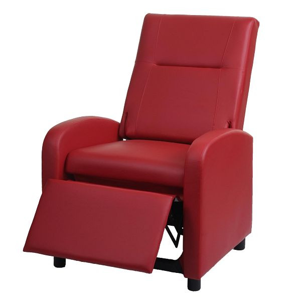 Mendler TV-fauteuil HWC-H18, relaxfauteuil ligfauteuil, imitatieleer opvouwbaar 99x70x75cm, rood, 72663
