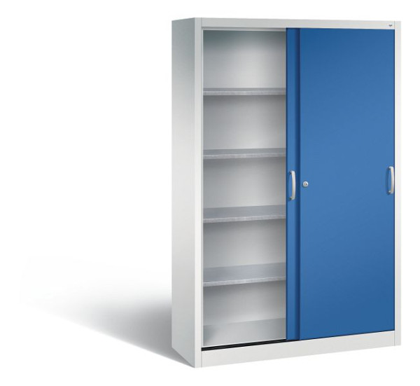 C+P schuifdeurkast Acurado, H1950xB1200xD400mm, kleur: lichtgrijs / gentiaanblauw, beugelgreep, 2049-00 S10075