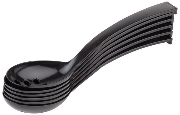 APS delicatessen-/olijflepel, 6 x 9 cm, lengte: 27 cm, SAN, zwart, geperforeerd, VE 6, 88598