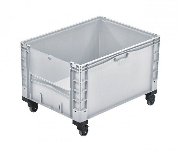 ALPHA Eurocontainer gesloten 800x600x420 mm met uitneemklep en wielen, 2601-GR