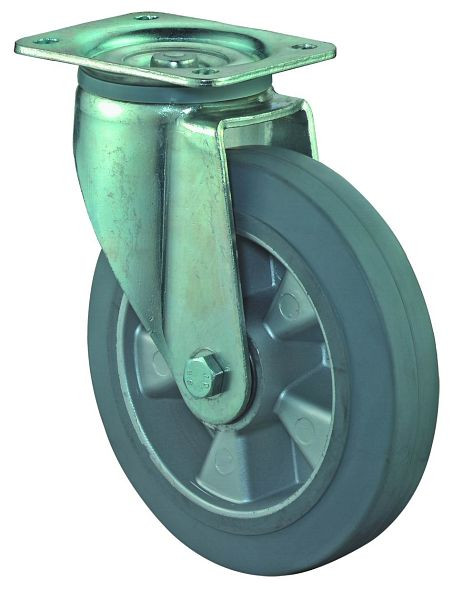BS Rollen zwaarlastwiel, wielbreedte 50 mm, wiel-Ø 200 mm, draagvermogen 450 kg, grijze elastische banden, aluminium wiellichaam, kogellagers, L600.B83.200