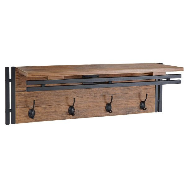 Mendler wandkapstok HWC-A27, kapstok, 4 haken 24x75x24cm 3D structuur, wild eiken look, 61618